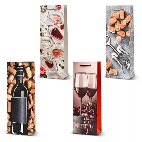 Пакет подарунковий паперовий під пляшку "Wine party" 36*13*8см Stenson R95556