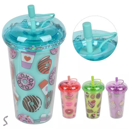 Склянка з кришкою та трубочкою "Sweets" 450мл Stenson R37485