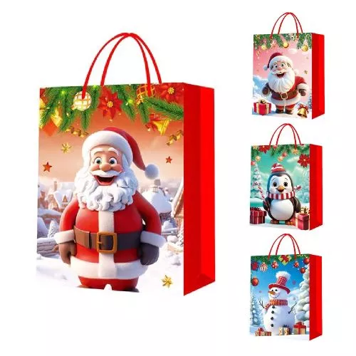 Пакет новорічний паперовий M "Santa&Co 3D" 26*32*12см Stenson R96901-M