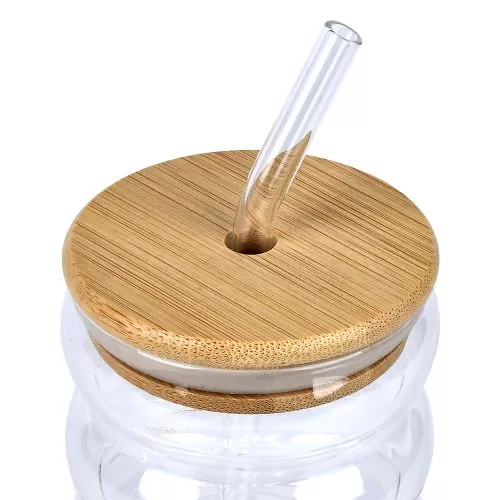 Склянка з бамбуковою кришкою та трубочкою 500мл Stenson R10896 фото 2