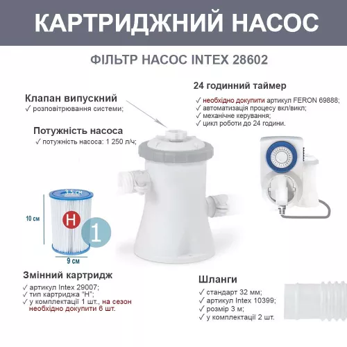 Каркасний басейн Intex 26702 (76*305см., об'єм: 4485 л., картриджний фільтр-насос 1250 л/год, серія: Prism Frame) фото 3