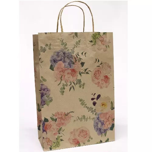 Пакет подарунковий крафт "Flowers на бурому" 24*37*10см Stenson 1039K