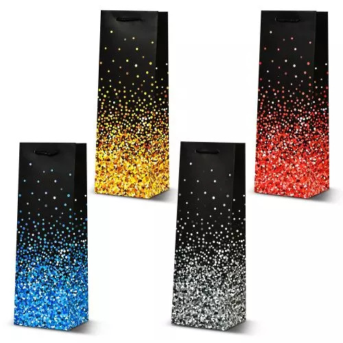 Пакет подарунковий паперовий під пляшку "Glitter" 36*12*10см Stenson R95011