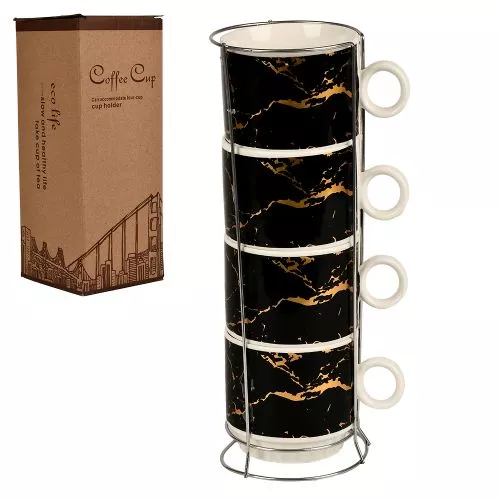 Чашки на підставці "Marble" 5пр/наб 250мл Stenson R32775