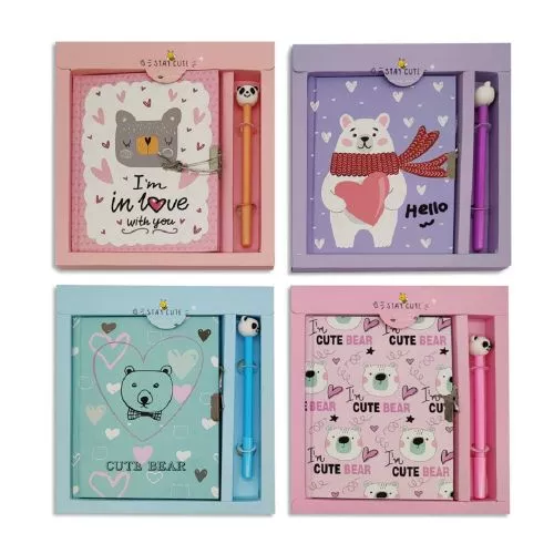 Блокнот на замку "Cute bear" 18*13см 50л з ручкою Stenson WW00614ST