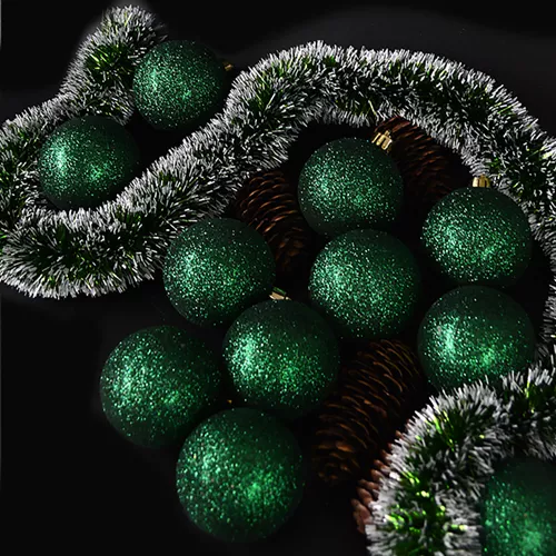 Ялинкові кульки 6см "Блискітки" 100шт/уп Stenson 9192GR-6 фото 2