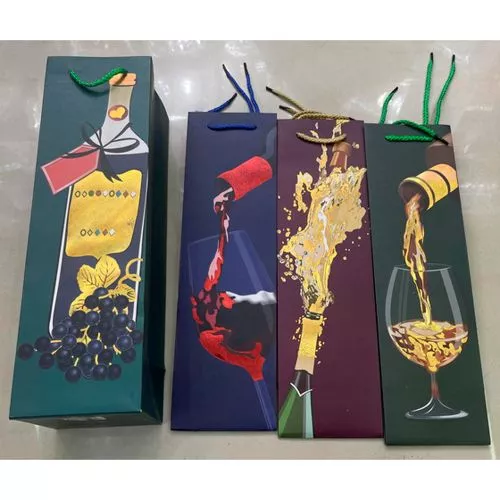 Пакет подарунковий паперовий під пляшку "Wine" 11*11*38см Stenson R95548