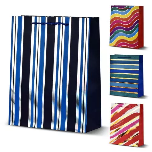 Пакет подарунковий паперовий M "Stripes" 26*32*10см Stenson R33066-M