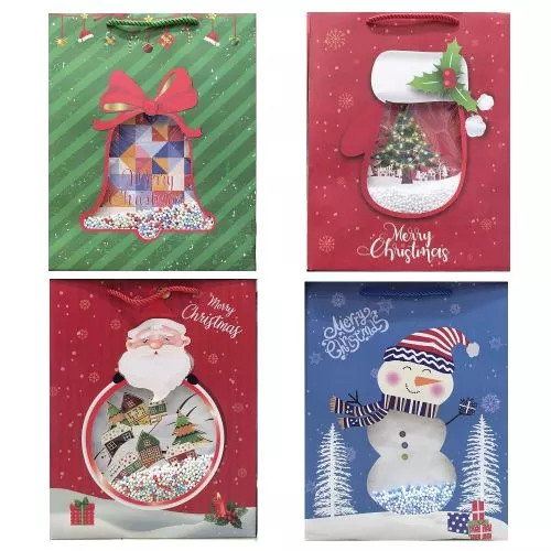 Картинка  Пакет новорічний паперовий M "Merry Christmas 3D" 32*26*11см Stenson R32949-M от магазина cd-market