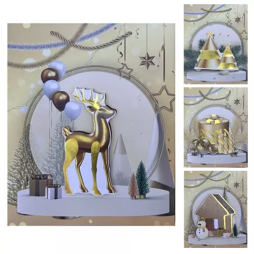 Пакет новорічний паперовий S "New Year 3D" 18*23*10см Stenson R96628-S