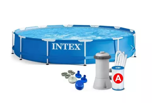 Каркасний басейн Intex 28212 (76*366 см. об'єм: 6503 л. картриджний фільтр-насос 2006 л/год, серія: Metal Frame) фото 2